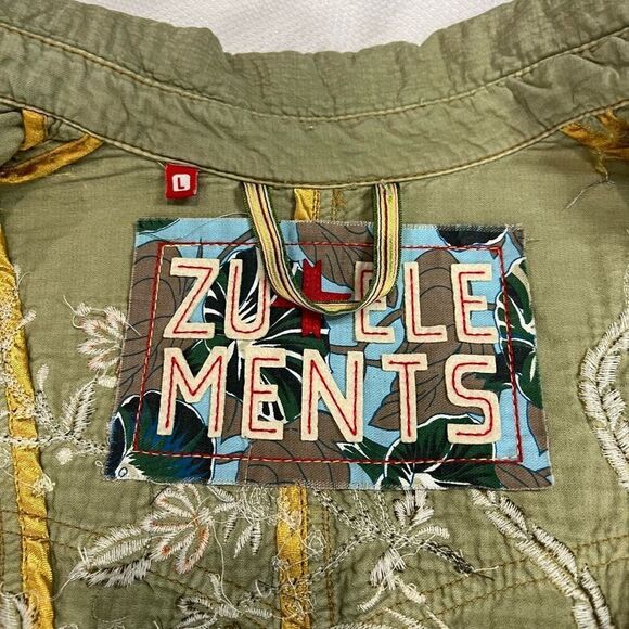 Zu Elements Giacca Jaime Green Embroidered Military Jacket Made In Italy 100% Co - Picture 6 of 10